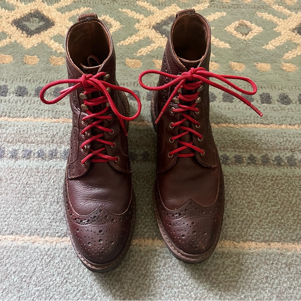 Allen Edmonds Dark Brown Boots with Red Laces